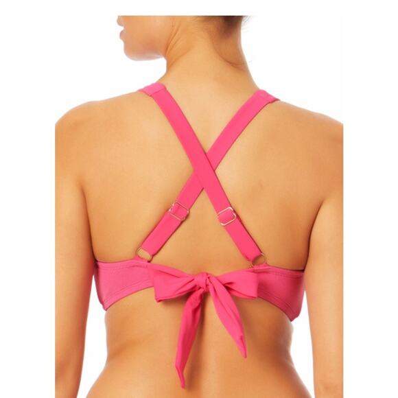 NWOT Time and Tru Solid Popcorn Texture Plus Hot Pink Bikini Swimsuit 2X (20-22) - Picture 3 of 11